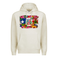 Oatmeal Heather Dominican Republic and Puerto Rico Flag Premium Hoodie - texasbilliewilder