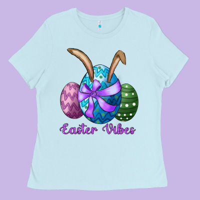 Easter Bunny Ear Eggs Easter Vibes Ladies Tee Designed By Ranaportraitstore