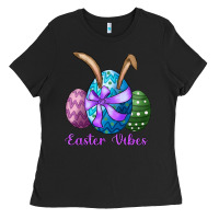 Black easter bunny ear eggs easter vibes Ladies Tee - RanaPortraitStore