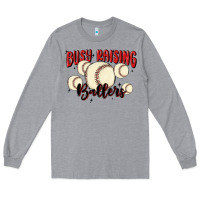 Heather Grey busy raising ballers Long Sleeve Tee - MaliasSmallBusiness