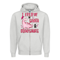 Dove Grey i believe in santa & dinosaurs pink Zipper Hoodie - MaliasSmallBusiness