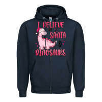Navy i believe in santa & dinosaurs pink Zipper Hoodie - MaliasSmallBusiness