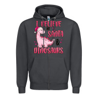 Smoke i believe in santa & dinosaurs pink Zipper Hoodie - MaliasSmallBusiness