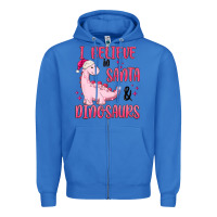True Royal i believe in santa & dinosaurs pink Zipper Hoodie - MaliasSmallBusiness