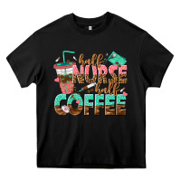 Black half nurse half coffee Heavy Core Tee - texasbilliewilder