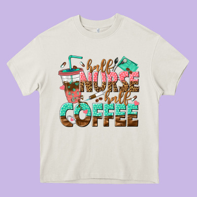 Half Nurse Half Coffee Heavy Core Tee Designed By Texasbilliewilder