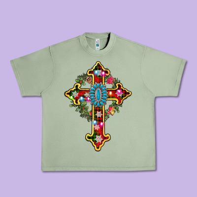 Christmas Cross Urban Heavy Tee Designed By Adodesignshop