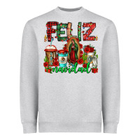 Heather Grey feliz navidad lady of Guadalupe christmas coffee Heavyweight Sweatshirt - Jasminsmagicworld
