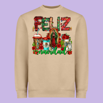 Feliz Navidad Lady Of Guadalupe Christmas Coffee Heavyweight Sweatshirt Designed By Jasminsmagicworld