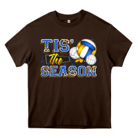 Chocolate Brown tis' the season volleyball Heavy Core Tee - Zillion Design Studio