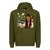 Army Green black teacher magic with afro Premium Hoodie - NancyCooperArtShop