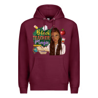 Burgundy black teacher magic with afro Premium Hoodie - NancyCooperArtShop