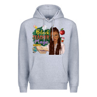 Heather Grey black teacher magic with afro Premium Hoodie - NancyCooperArtShop