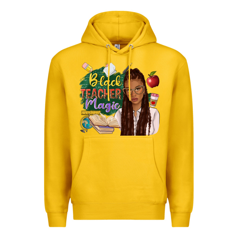 Black Teacher Magic With Afro Premium Hoodie by NancyCooperArtShop | Teevron