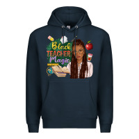 Navy black teacher magic with afro Premium Hoodie - NancyCooperArtShop