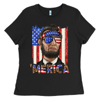 Merica With Lincoln Ladies Tee | Teevron