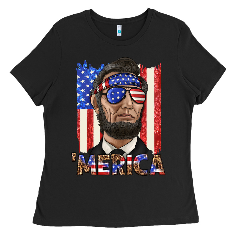 Merica With Lincoln Ladies Tee by texasbilliewilder | Teevron