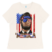 Bone merica with lincoln Ladies Tee - texasbilliewilder