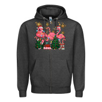 Charcoal Heather christmas flamingos Zipper Hoodie - MaliasSmallBusiness