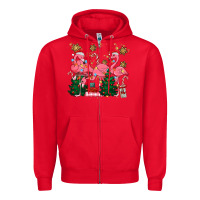 Red christmas flamingos Zipper Hoodie - MaliasSmallBusiness