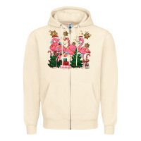 Sandshell christmas flamingos Zipper Hoodie - MaliasSmallBusiness