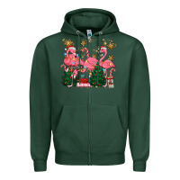 Christmas Flamingos Zipper Hoodie | Teevron