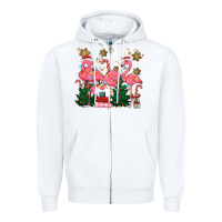 White christmas flamingos Zipper Hoodie - MaliasSmallBusiness