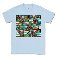 Dusty Blue western horseshoe sunflower brown cow Classic Tee - BarkalooDesign