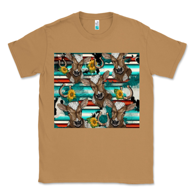 Western Horseshoe Sunflower Brown Cow Classic Tee by BarkalooDesign | Teevron