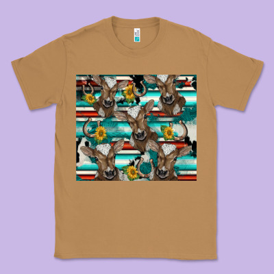 Western Horseshoe Sunflower Brown Cow Classic Tee Designed By Barkaloodesign