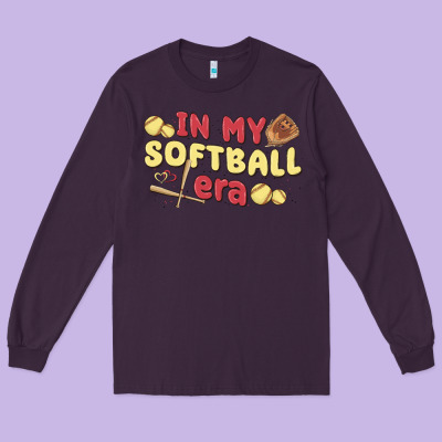 In My Softball Era Long Sleeve Tee Designed By Maliassmallbusiness
