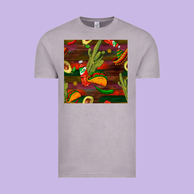 Mexican Food Seamless Pattern Vintage Tee Designed By Bundleandbundleshop