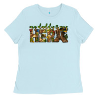 Baby Blue my daddy is my hero army western Ladies Tee - texasbilliewilder