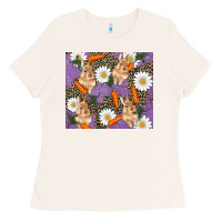 Bone easter bunny carrot daisys leopard glitter Ladies Tee - RanaPortraitStore