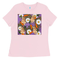 Bubblegum Pink easter bunny carrot daisys leopard glitter Ladies Tee - RanaPortraitStore
