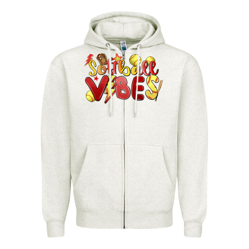 Softball Vibes Zipper Hoodie by MaliasSmallBusiness | Teevron