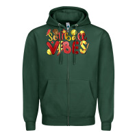 Sports Green softball vibes Zipper Hoodie - MaliasSmallBusiness