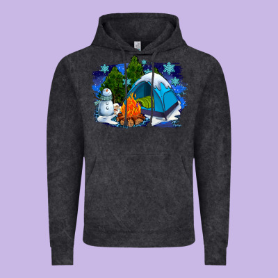 Winter Camping With Camp Fire Vintage Hoodie Designed By Adodesignshop