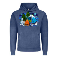 Vintage Denim winter camping with camp fire Vintage Hoodie - AdoDesignShop