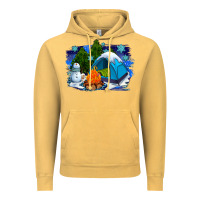 Vintage Mustard winter camping with camp fire Vintage Hoodie - AdoDesignShop