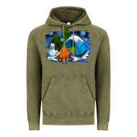 Vintage Olive winter camping with camp fire Vintage Hoodie - AdoDesignShop