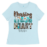 Baby Blue nursing is a work of heart Ladies Tee - JahusDesignShop