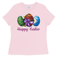 Bubblegum Pink easter western eggs happy easter Ladies Tee - RanaPortraitStore