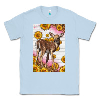 Dusty Blue Western Cute Baby Deer Fawn Classic Tee - LillyAllenDesigns