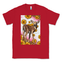 Red Western Cute Baby Deer Fawn Classic Tee - LillyAllenDesigns