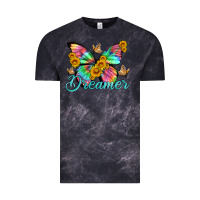 Cloud Black dreamer with Butterfly and sunflowers Vintage Tee - Artiststas