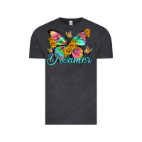 Vintage Black dreamer with Butterfly and sunflowers Vintage Tee - Artiststas