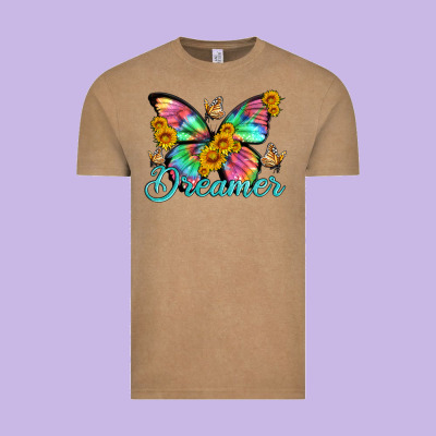 Dreamer With Butterfly And Sunflowers Vintage Tee Designed By Artiststas