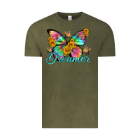 Vintage Olive dreamer with Butterfly and sunflowers Vintage Tee - Artiststas