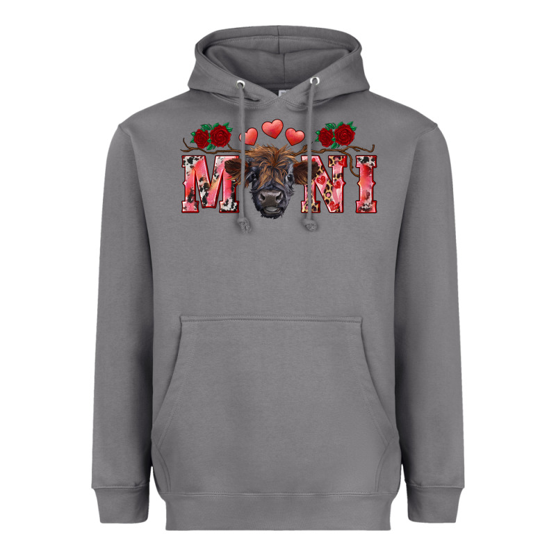Valentine's Day Mini Black Highland Calf Heavyweight Hoodie by RanaPortraitStore | Teevron